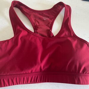 Whisper strappy back bright red athletic bra top EUC